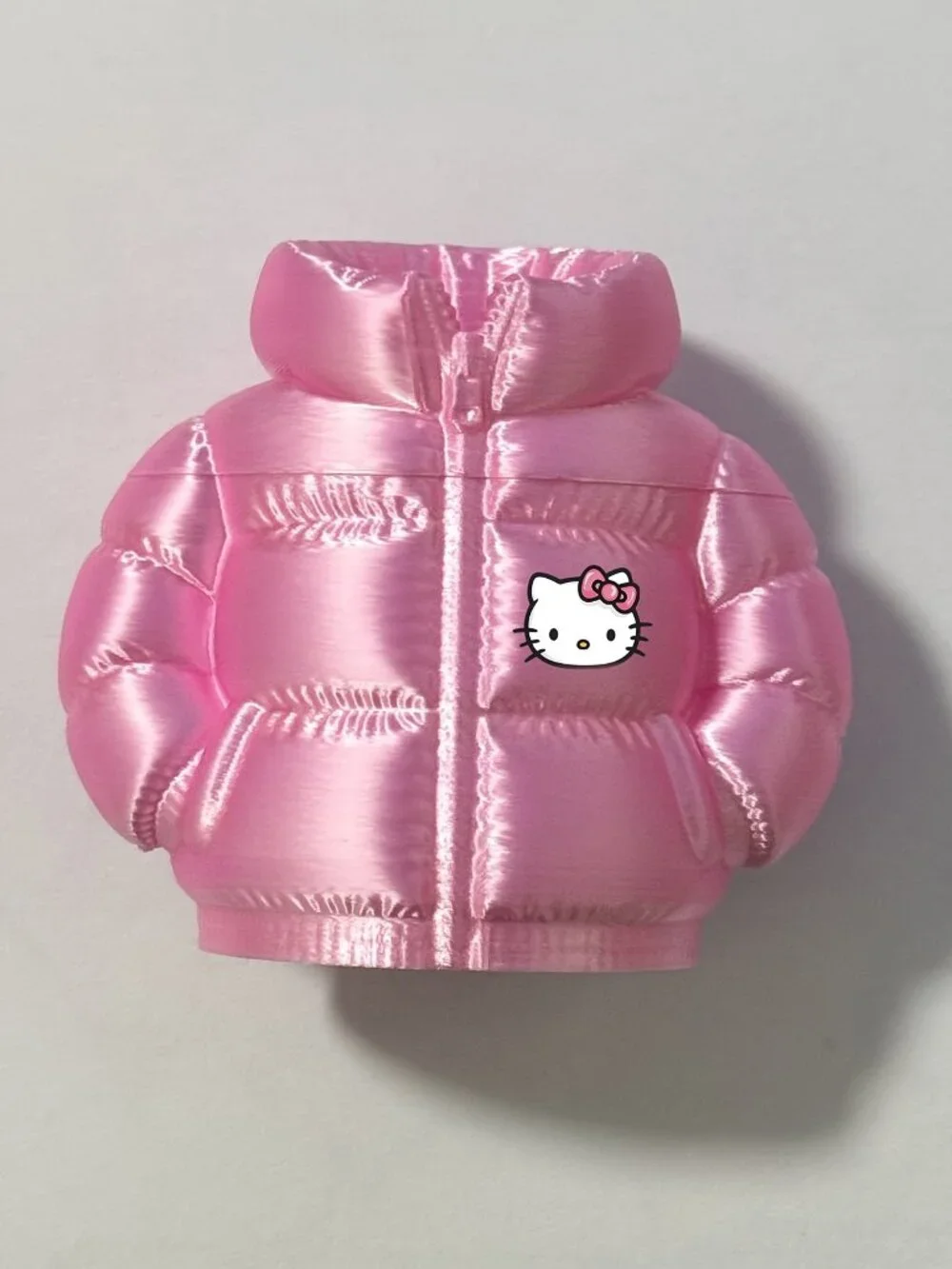 #HK-2506 Adorable! Pink Iridescent Puffer Jacket Pencil Holder 3x3